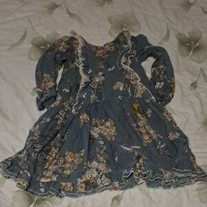 Floral Ruffle Kids Dress in Green